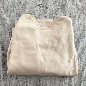 Nike Cream/Tan Small Swoosh Crewneck Sweatshirt